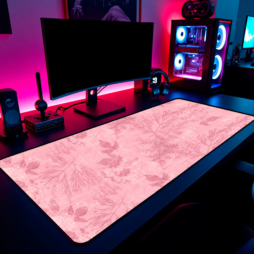 Mouse Pad Gamer Padrao Floral Rosa Antigo Vintage Delicado 65x30cm 80x40cm 90x50cm 120x60cm Borda Costurada