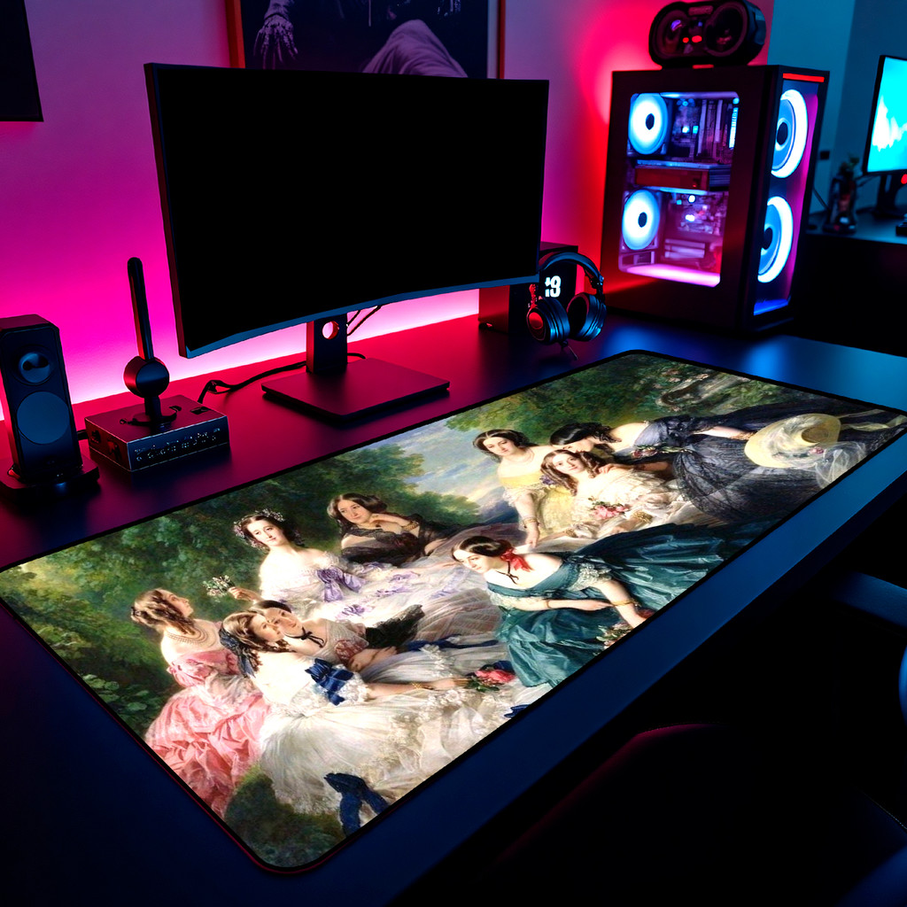 Mouse Pad Gamer Pintura Clássica Realista Vintage 65x30cm 80x40cm 90x50cm 120x60cm Borda Costurada