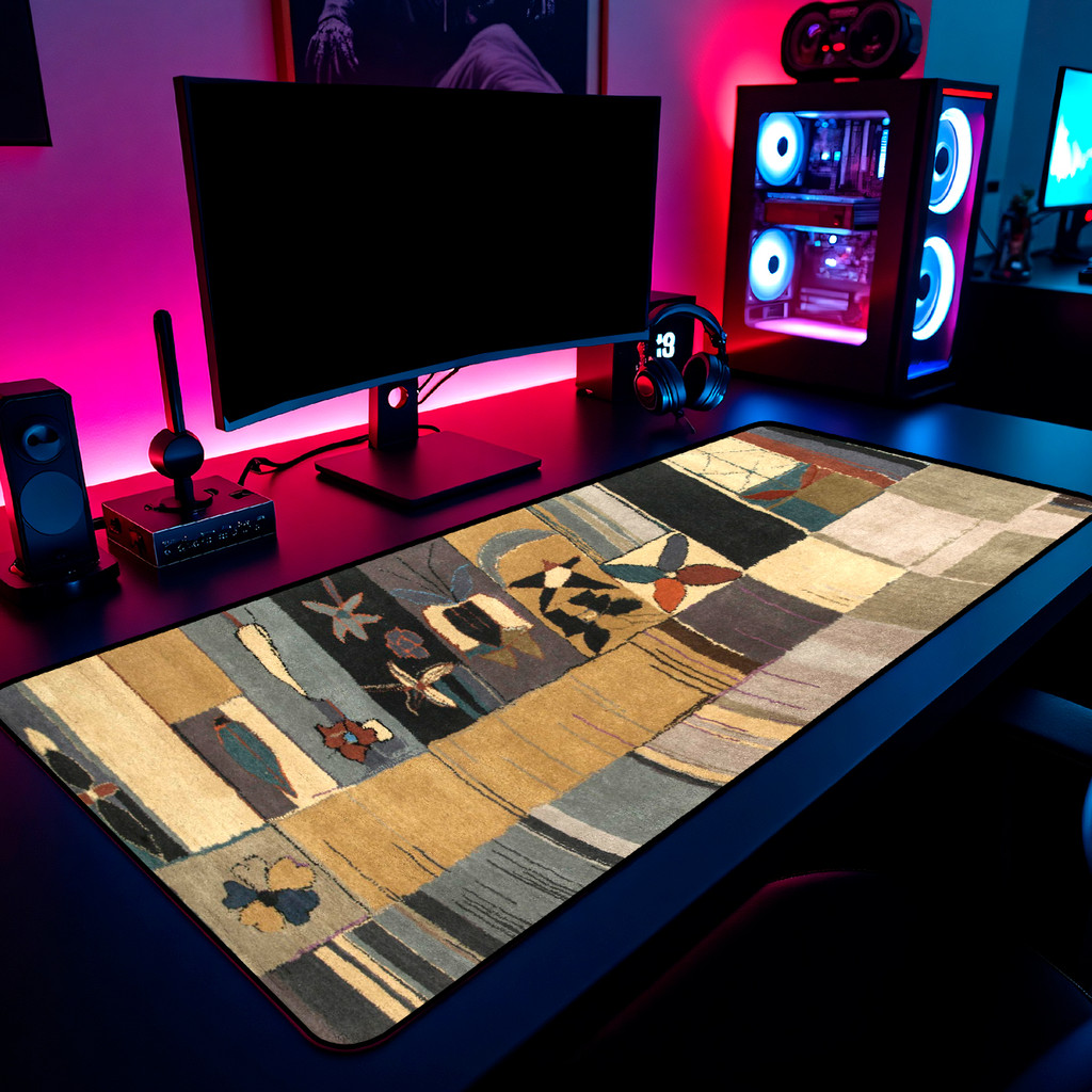 Mouse Pad Gamer Textura Retalhos Vintage 65x30cm 80x40cm 90x50cm 120x60cm Borda Costurada