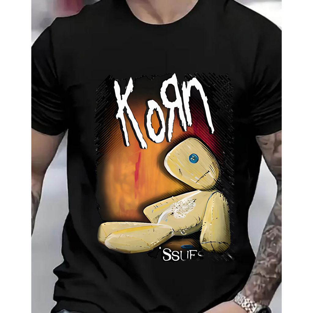 [Camiseta Premium em Algodão Puro]GXG Masculino Short - Sleeve KORN Rock Band Design Loja Oficial Punk Estilo Show Event