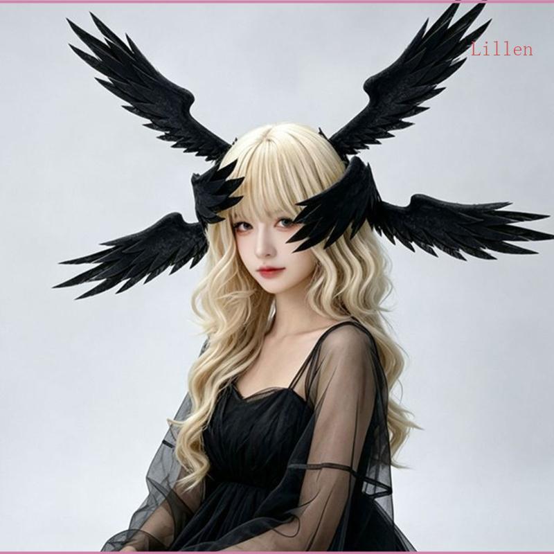 Conjunto Capacete Anjo Pelúcia Lillen Design Asa Empilhada Para Festas Entusiastas Cosplay E Event