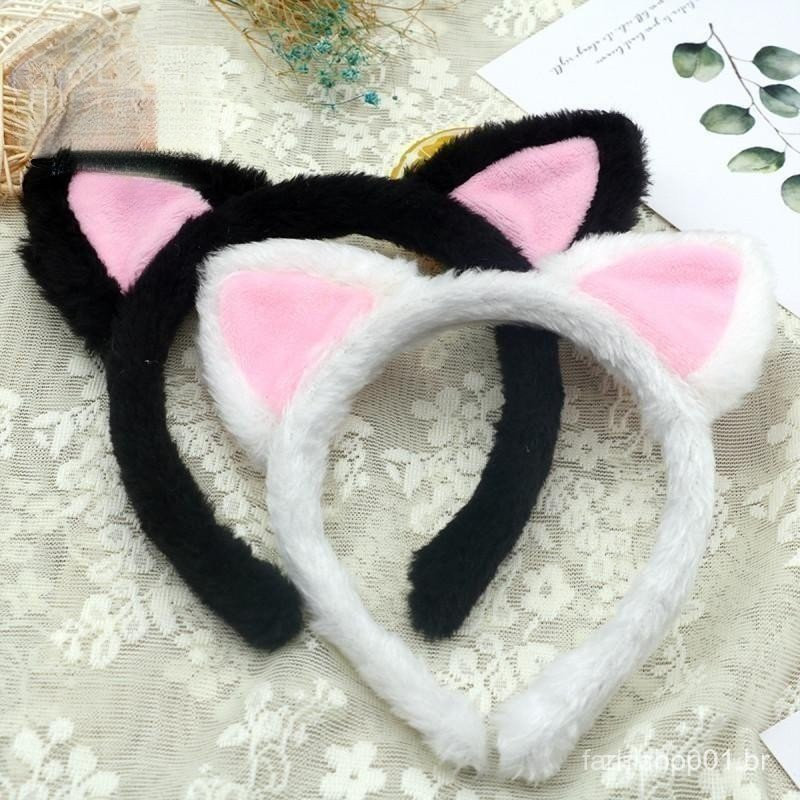 Acessório de cabeça macio, material suave, design de orelhas de gato, adequado para Halloween, festas à fantasia e event