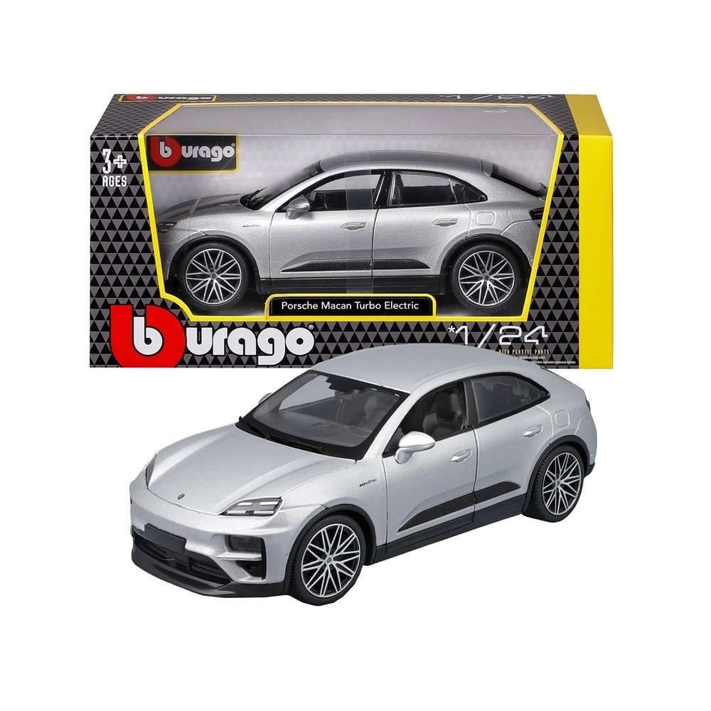 Miniatura Carro Porsche Macan Turbo Electric - Prata - 1:24 - Burago