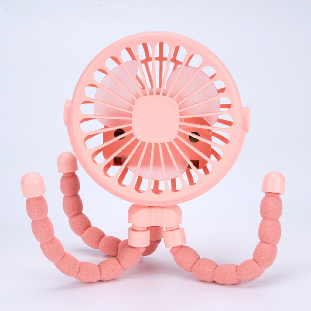 Novo octopuff pequeno fã portátil conveniente silencioso baixo ruído recarregável dobrável carrinho de bebê fã