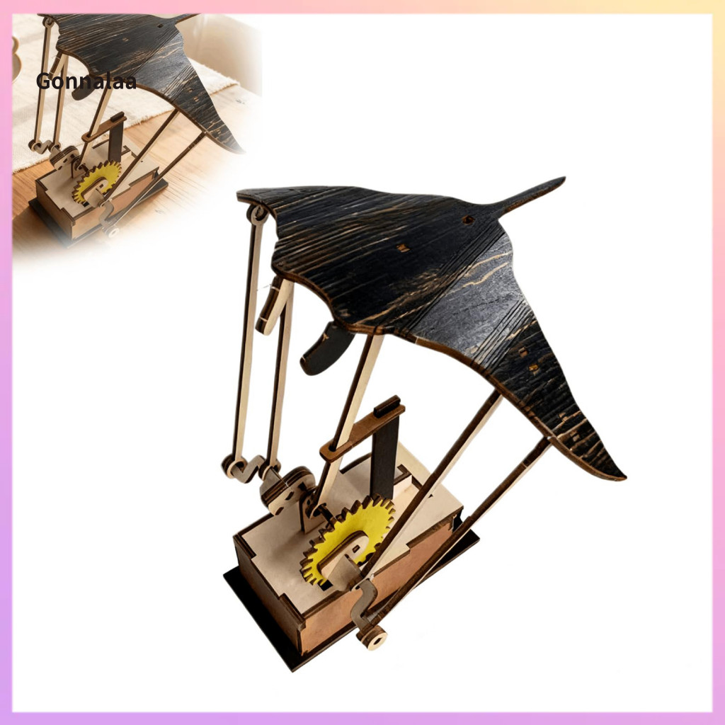 Handmade Wooden Electric Manta Ray Ornament – Mechanical Ocean Automaton Artisan Desk Decoration for Home Office Uniqu