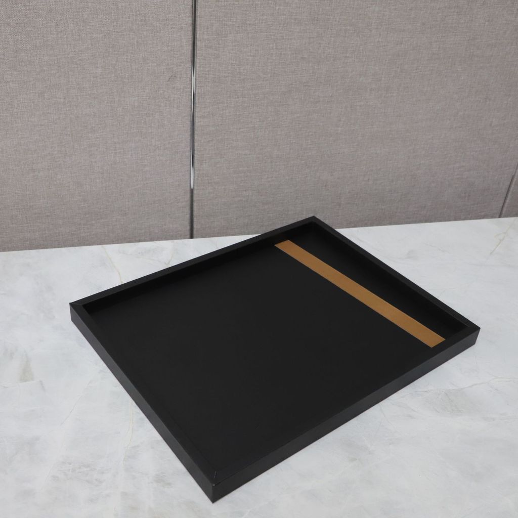 GUI6 Modern minimalist wooden black tray, suitable for display in model rooms, offices, on desks, coffee tables, or as a
