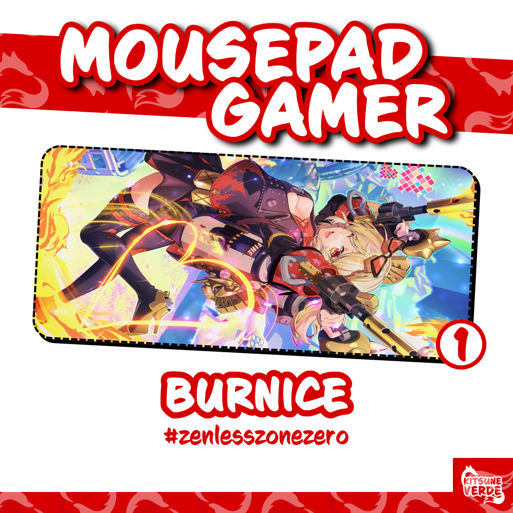 Mouse Pad Gamer - Burnice - Zenless Zone Zero - 90x40 - 80x40 - 70x30 - 60x40 - 40x45 cm
