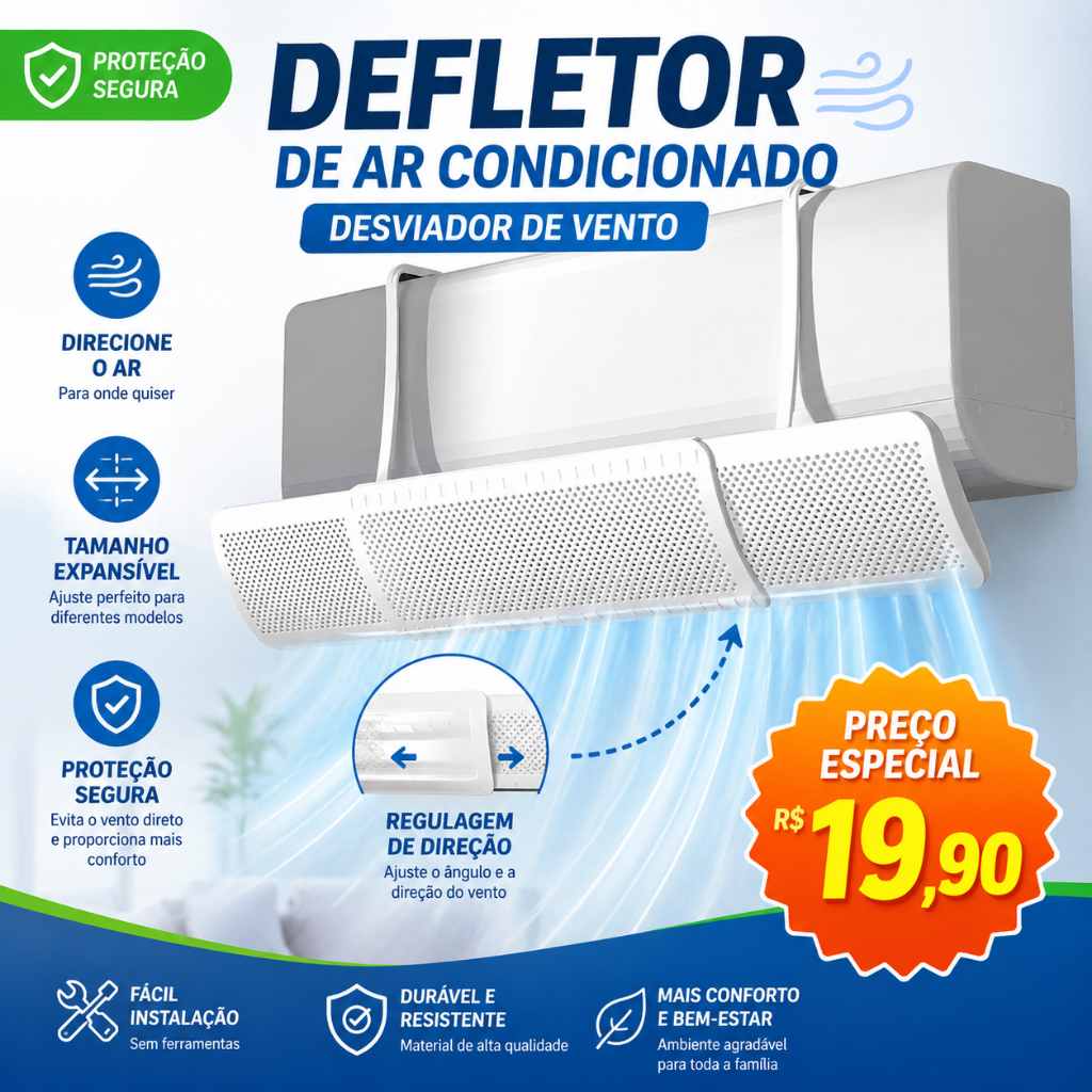 Defletor De Ar Condicionado Original Desviador De Vento Com Tamanho Espancivo Regulagem De Direção Proteção Segura