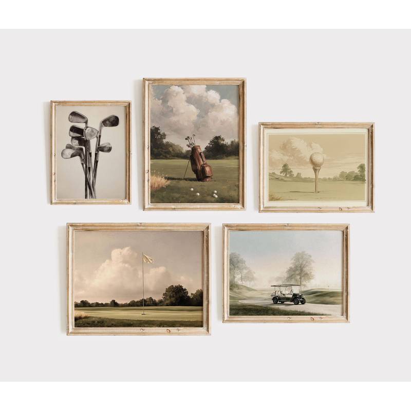 Vintage Golf Course Set Poster No Frame Canvas Wall Art Painting Country Club Office Living Room Decor