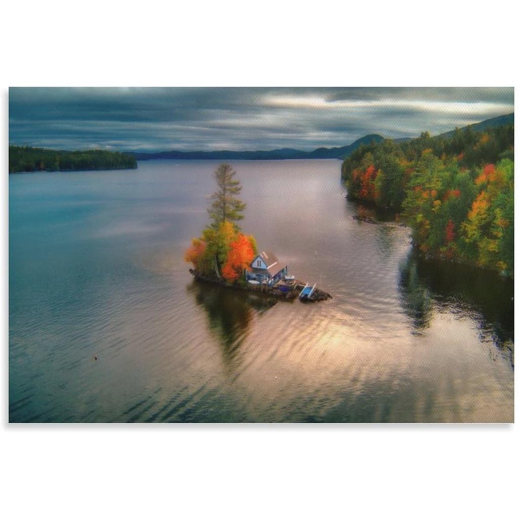BROGEH Newfound Lake, NH Fall Sunrise - New Hampshire Canvas Poster Wall Art Bedroom Decor Office Room Kitchen Decor Gif