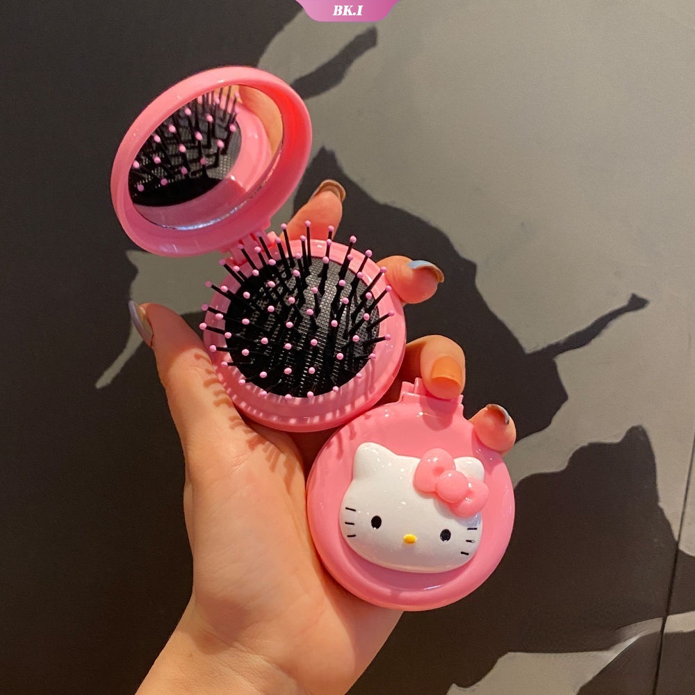 Sanrios Anime Kawaii My Melody Kuromi Olákitty Cinnamoroll Mirror Air Pad Pente Portátil Fofo Brinquedos De Desenho