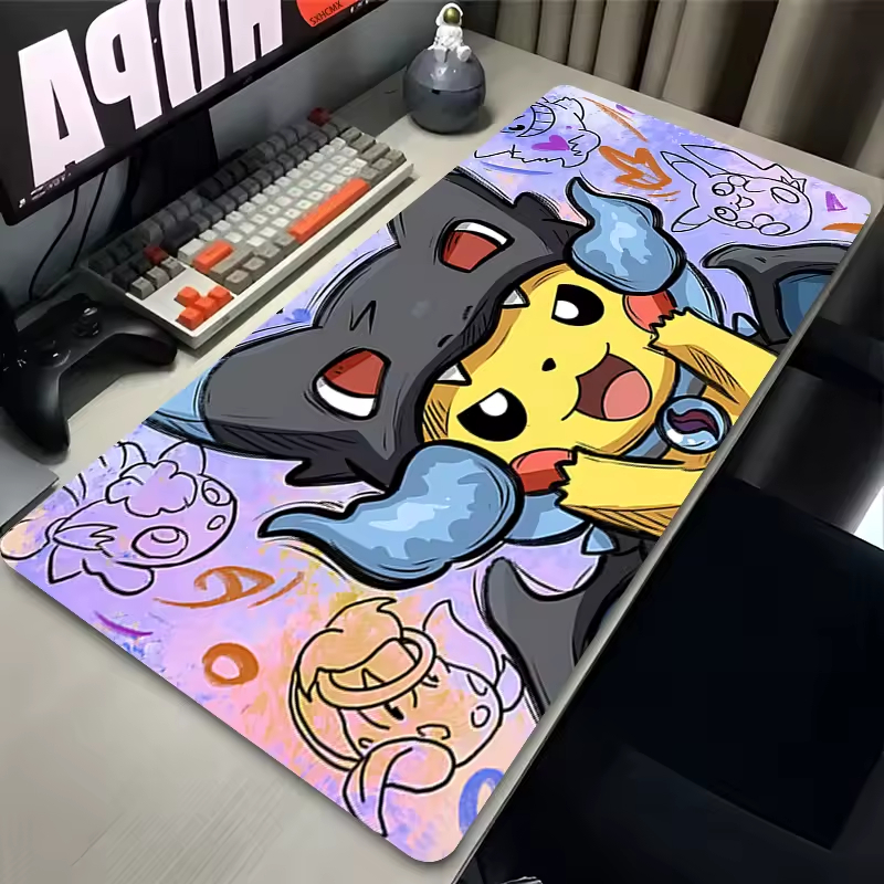 Mousepad Gamer 80x30 e 90x40 Antiderrapante Pikachu Fantasia Cute Kawaii Pkm Anime Ash Treinador - SUBLIMA