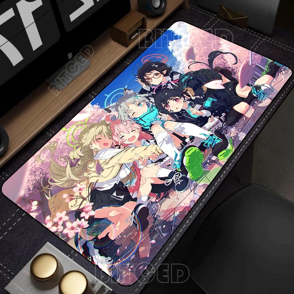 Anime Menina Overlock Tapete De Mesa De Escritório Arquivo Azul Grande Kawaii Mousepad Borracha Antiderrapante Impressão