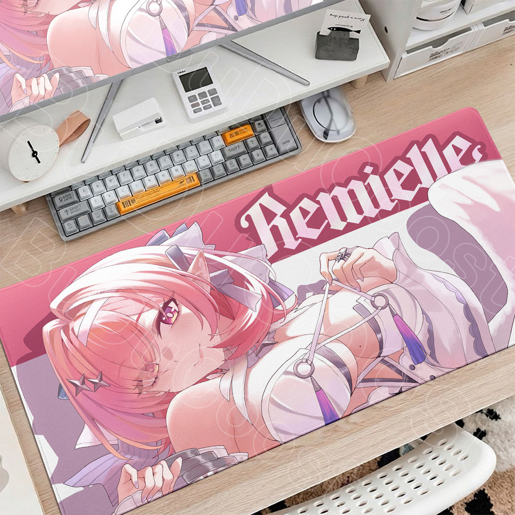 Kawaii Anime Menina Remielle Dan Tapete De Borracha XXL Jogos Quentes Zenless Zona Zero Novo Mouse 90x40cm PC Teclado De