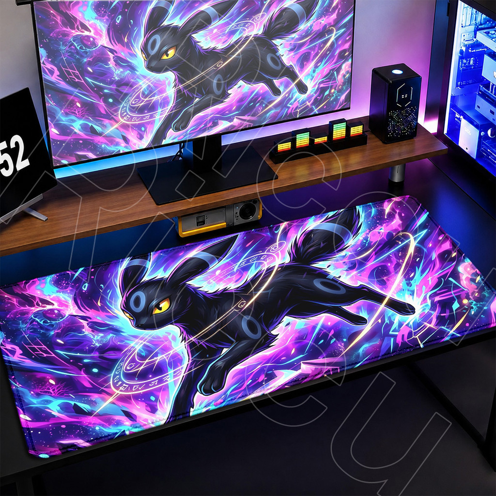 Armário De Escritório Portátil Mousepad Preto Borda De Bloqueio Grande P-Umbreon Deskmat Lavável Anime Kawaii Teclado De