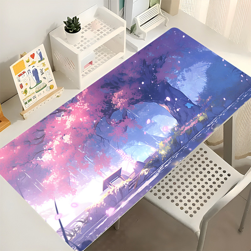 Kawaii XXL Sakura Árvore Anime Extra Grande Grosso Mouse Pad Impressão HD Antiderrapante Borracha Costurado Tapete De Me