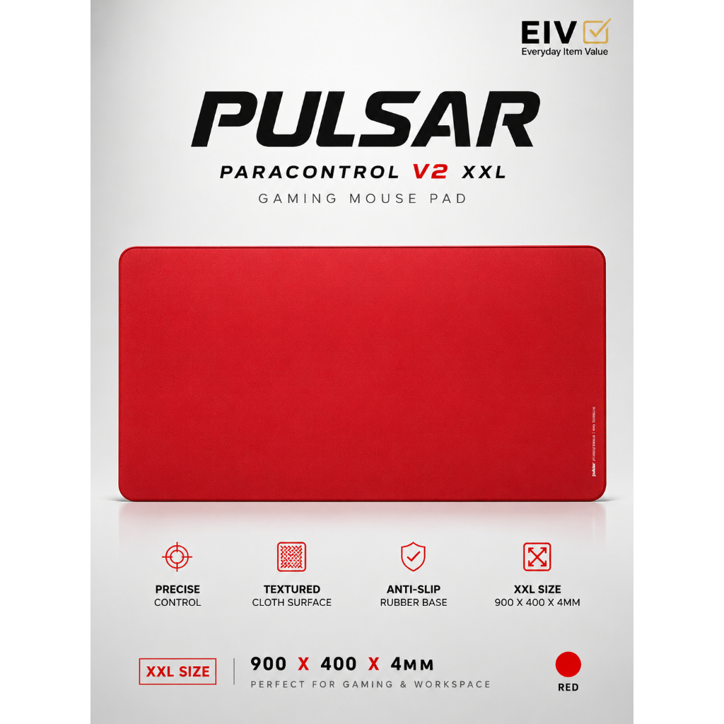 ⭐ Pulsar Pu ParaControl V2 XXL Mouse Pad Para Jogos 900 , Alto-400 , 4mm , Superfície De Pano De Precisão , Base De Borr