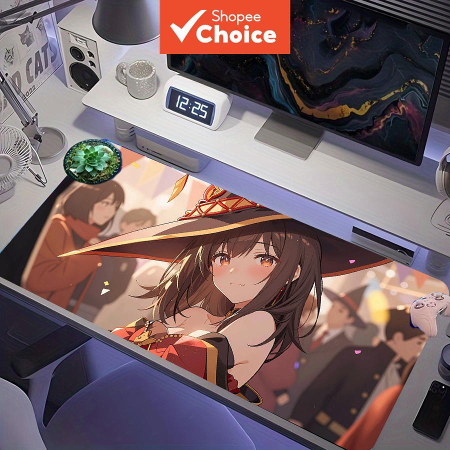 Anime Megumin Fofa, Garota Bruxa, Carnaval, Luz Bokeh Quente, Mouse Pad Gamer Grande Estendida, XXL, Tapete de Mesa