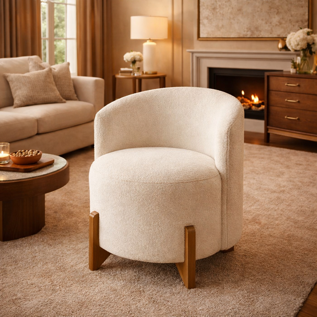 Poltrona Lounge Bouclé Decorativa Moderna Sala de Estar Quarto Recepção Confortável