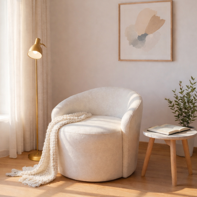 Poltrona Decorativa Lounge Yara Bouclé Moderna Confortável Sala Quarto Consultório Recepção