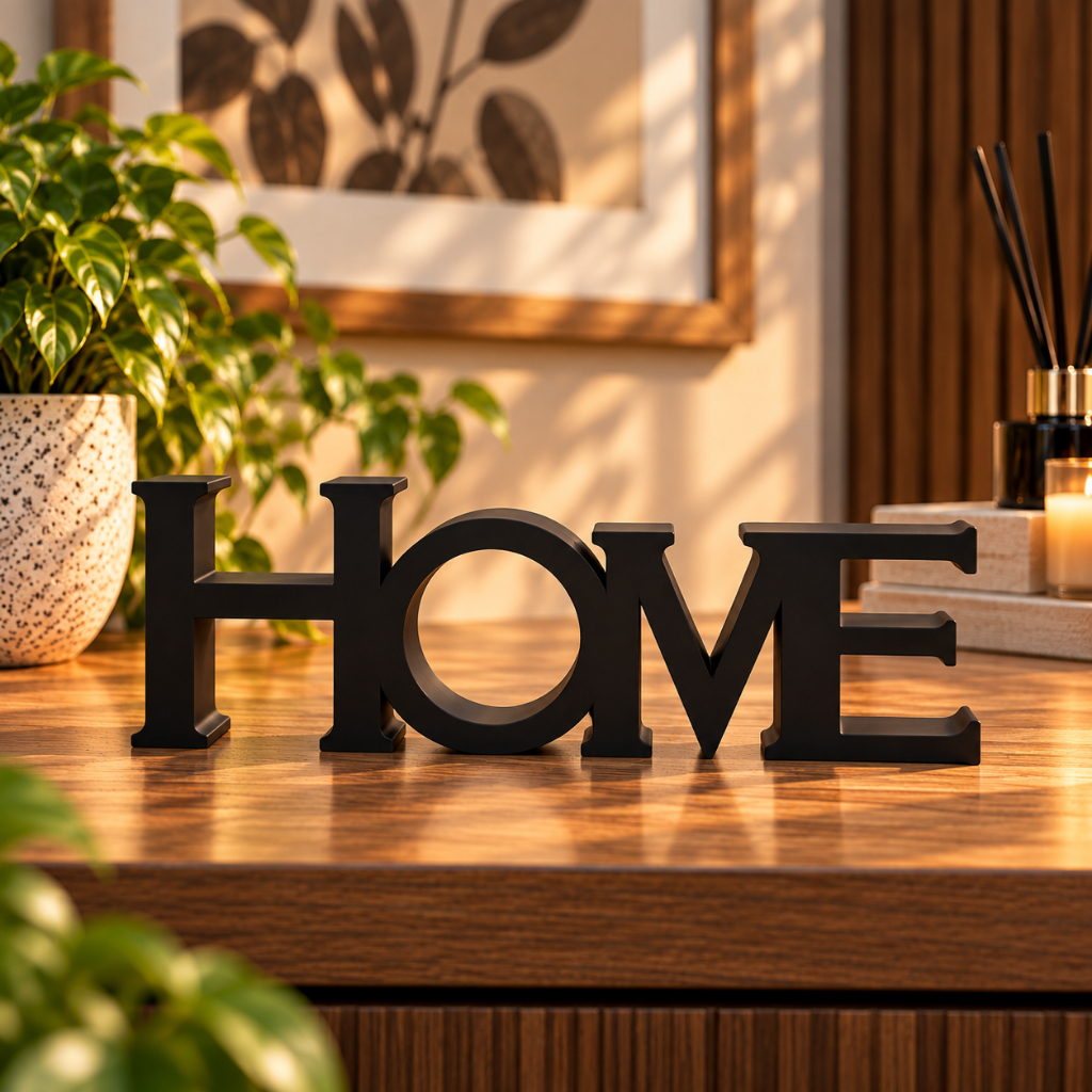 Letreiro Decorativo HOME Moderno Enfeite Decoração Com Design Sofisticado Casa Escritório Sala Estante Home Office