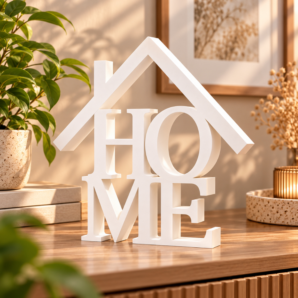 Letreiro Decorativo HOME Telhado Minimalista Enfeite Com Design Moderno para Casa Escritório Sala Estante Home Office