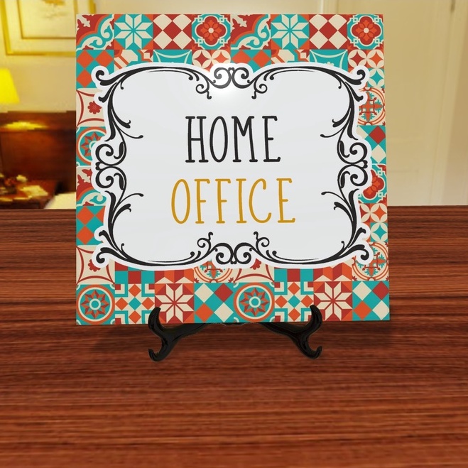 Home Office lindo quadro decorativo em cerâmica 20x20 cm presente barato e moderno perfeito para decorar seu ambiente.