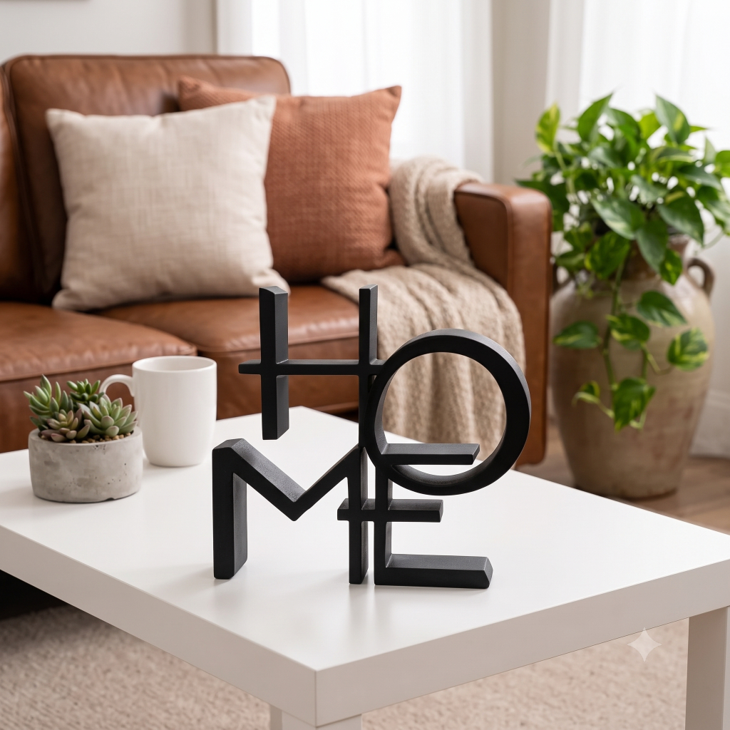 Enfeite HOME Escultura Decoração Minimalista para Casa, Ideal para Quarto Sala e Escritório HOME OFFICE