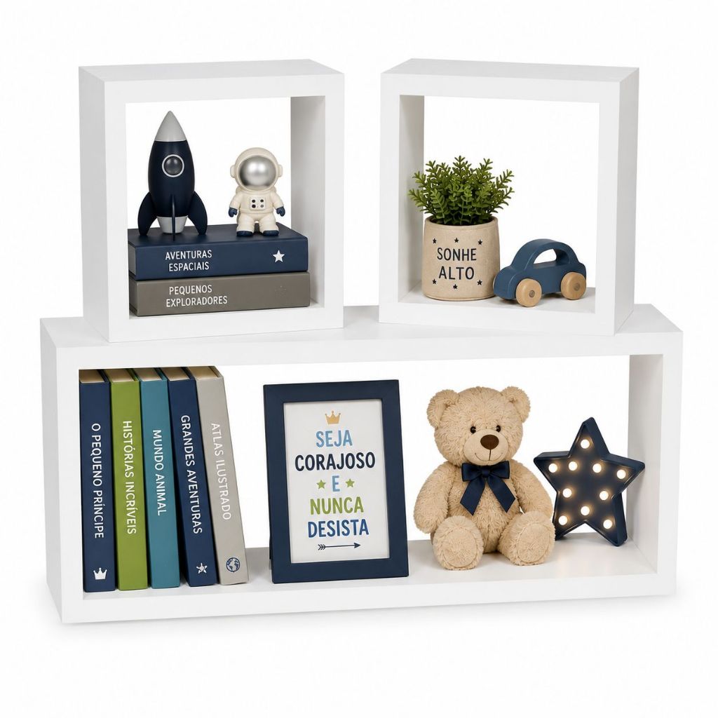 Kit Nichos Branco para Sala Home Office Decorativos