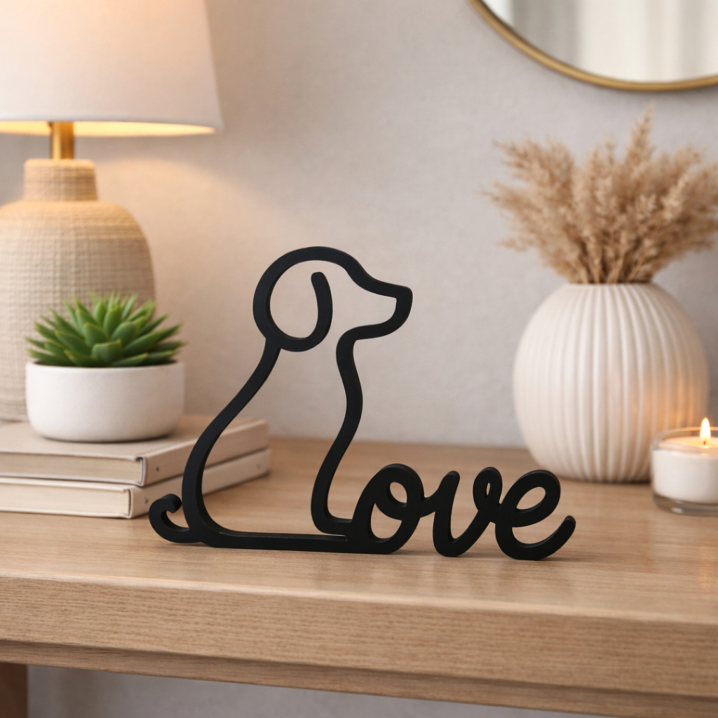 Enfeite Decorativo Dog Love Cachorro Love Amo Meu Cachorro Para Sala Quarto Escritorio Home Office