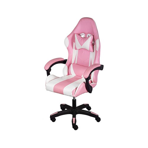 CADEIRA OFFICE GAMER HAWKER ROSA APOIO LOMBAR E APOIO DE BRAÇO BASE RODIZIO
