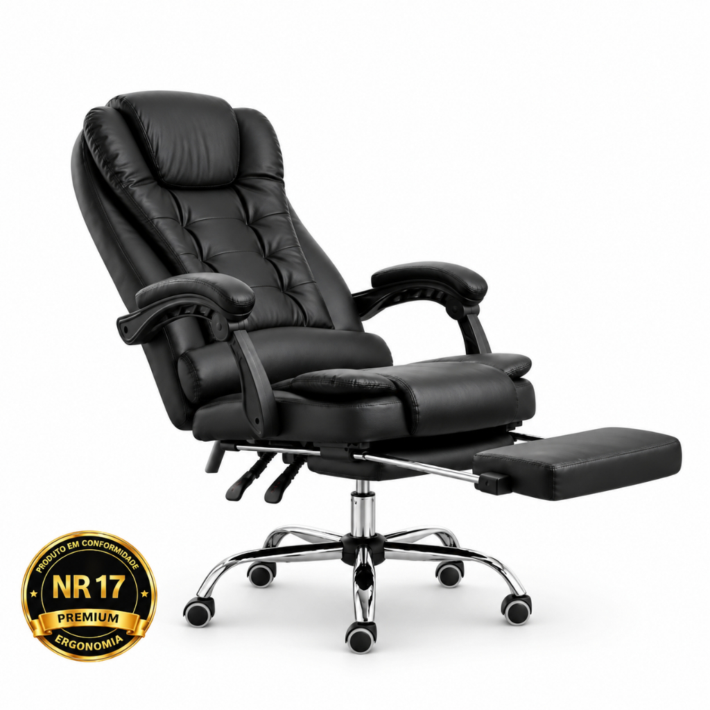 Cadeira Presidente Ergonômica Reclinável para Escritório e Home Office com Apoio para Pés NR17 até 150 kg LARUNO