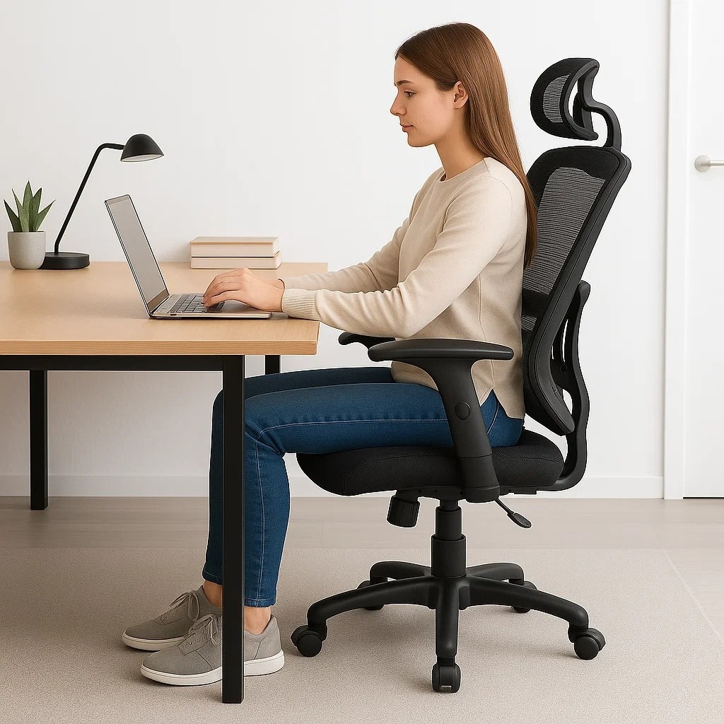 Cadeira de Escritório Gamer Giratória Preta com Apoio Lombar Home Office Computador Trabalhos