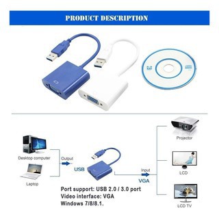 CABO QUE CONVERTE USB 3.0 2.0 PARA VGA ATÉ 1920X1080