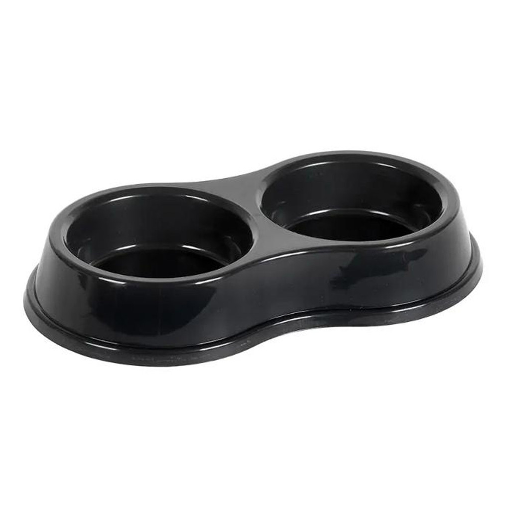 Comedouro Plástico Duplo Mini Preto 125ml Fourplasti