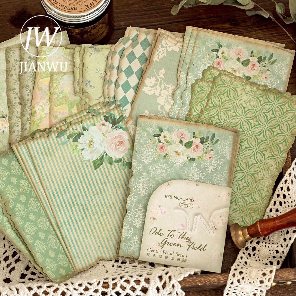 JIANWU 30 Folhas Gentle Wind Series Vintage Flower Pattern Decor Material De Decoração Papel De Colagem Criativa De Diário De Bricolagem Papelaria
