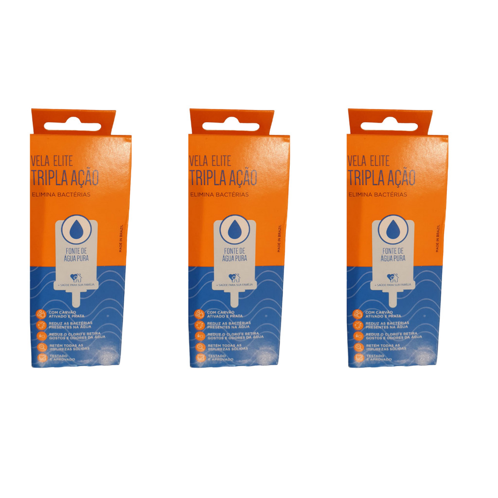 Kit 03 Un Vela Elite Tripla Ação Para Filtros Por Gravidade