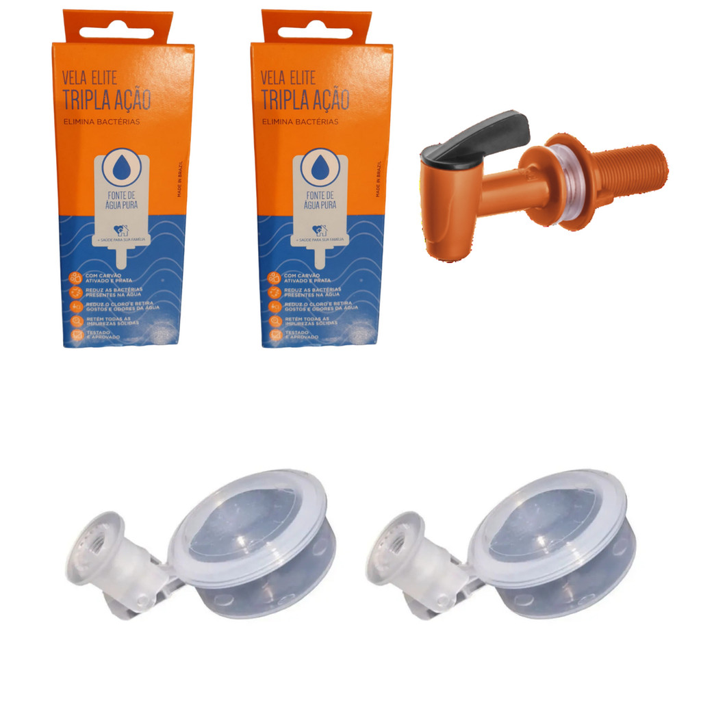 Kit 02 un Vela Elite Tripla Ação  + 01 un Torneira Herc + 02 un Boia Original Oasis Dosadora