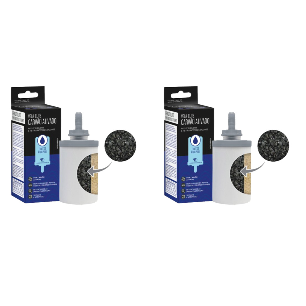 Kit 02 Un Vela Elite Carvão Ativado P/ Filtros Por Gravidade