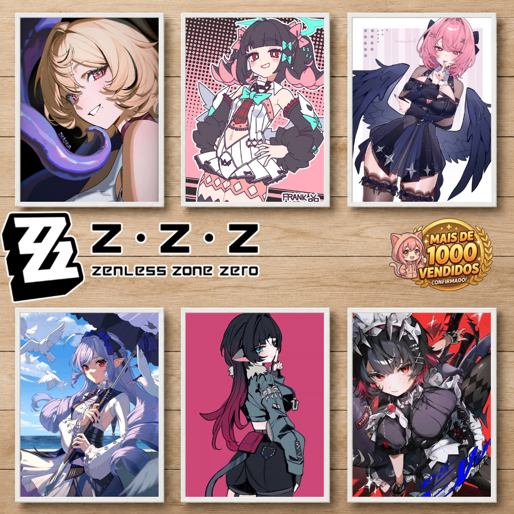 Placa Decorativa Zenless Zone Zero - Todos Personagens – Quadros MDF 20x28 Premium