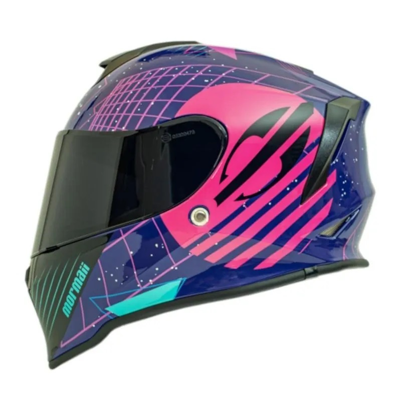 Capacete Moto Mormaii M1 Starry Azul Rosa Brilho