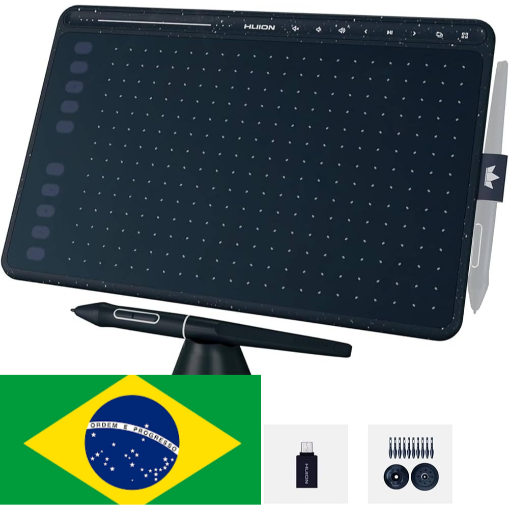 Mesa Digitalizadora Huion HS611 Multi-touch 8192 Níveis Pressão Starry Blue -ENTREGA NACIONAL- COMPATIVL COM CELULAR