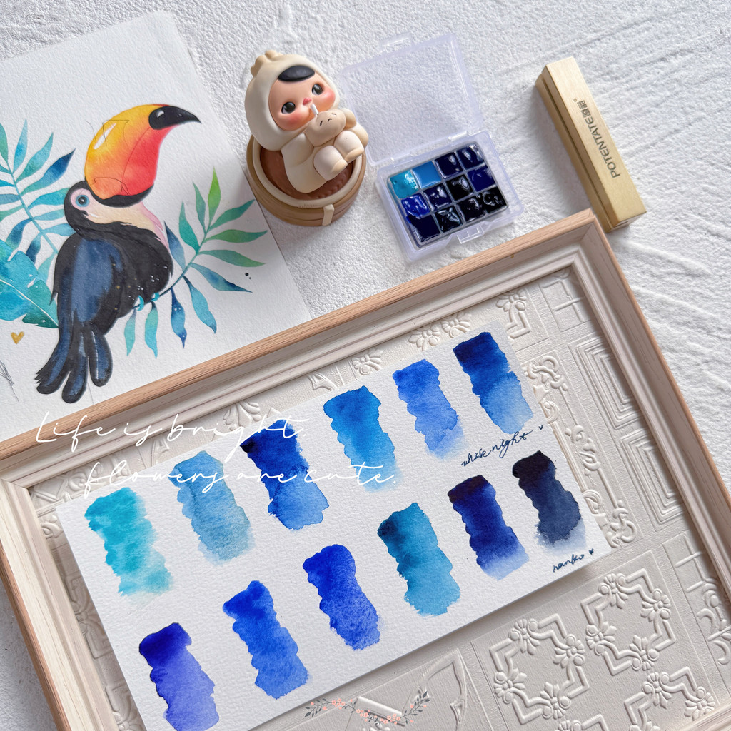 Embalagem de tinta aquarela noturna branca Sky Ocean Starry Sky Blue Series Embalagem