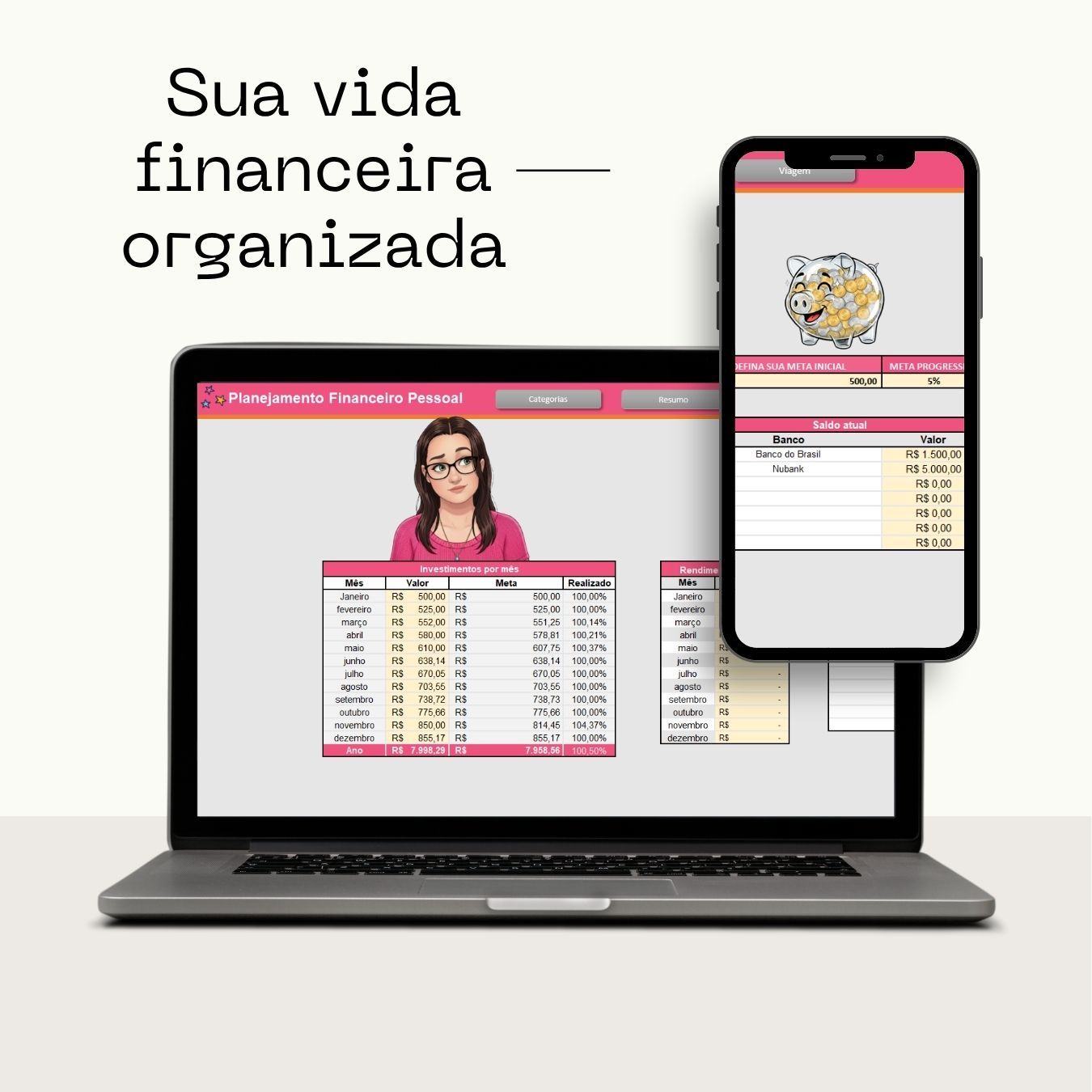 Planilha de Organização Financeira Feminina