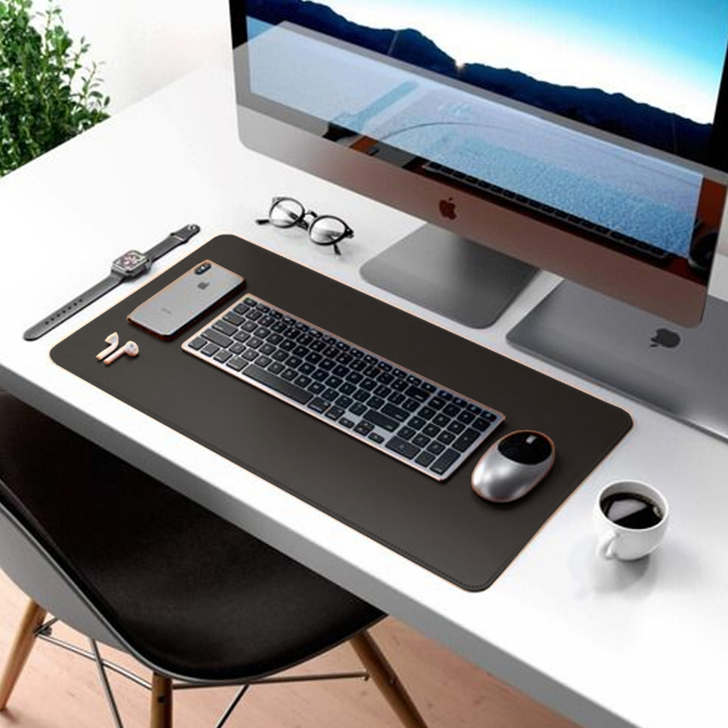 Mouse Pad Grande Couro Gold Preto Minimalista