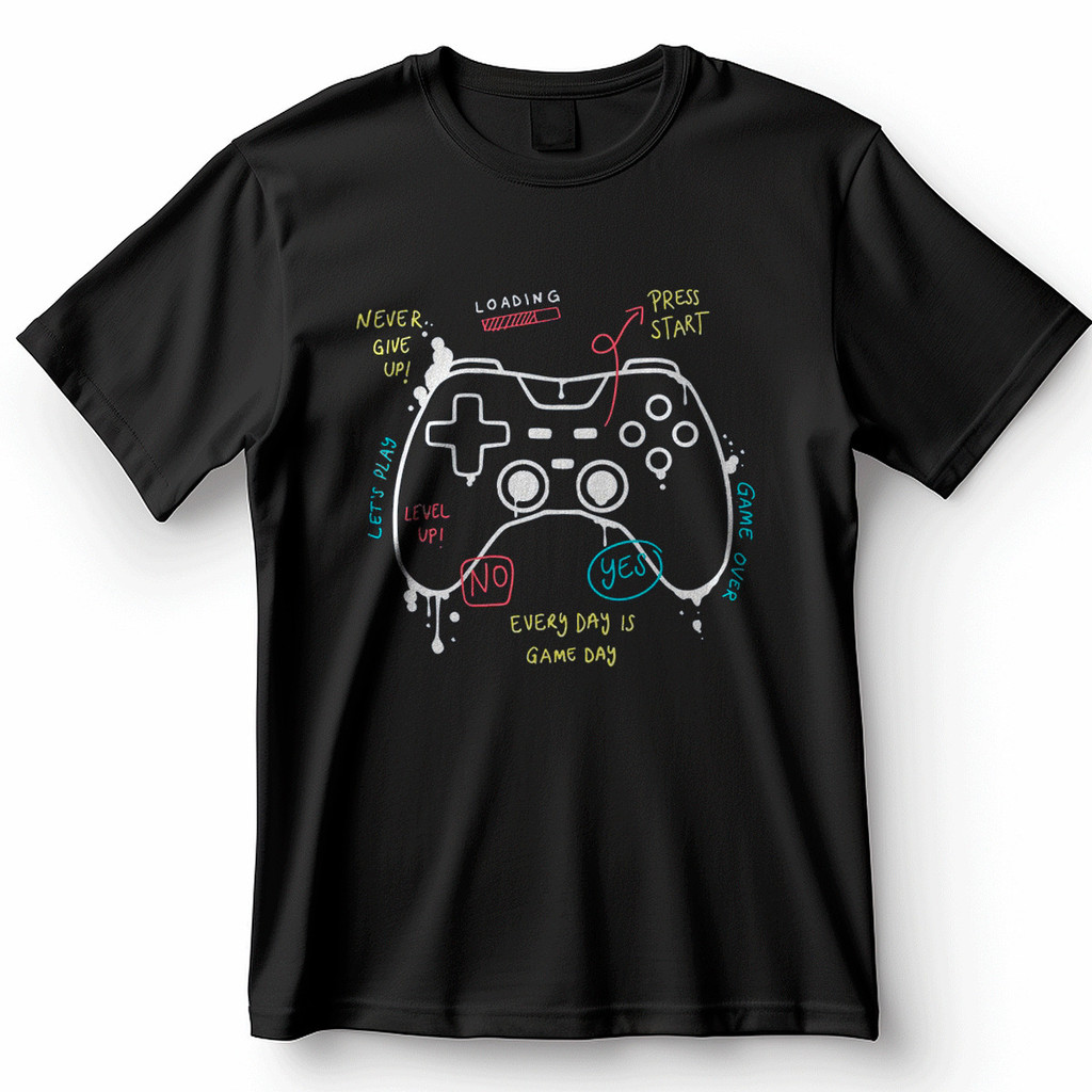 Camiseta Controle Gamer Never Give Up Let's Play Level Up Blusa Camisa 100% Algodão