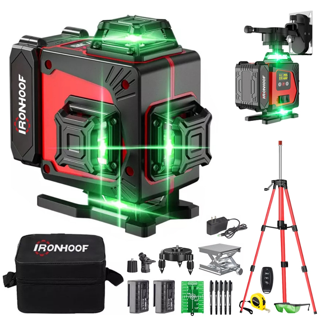 Nível A Laser 16 Linhas Verde Profissional Autonivelante ​​360 Grau Com Controle