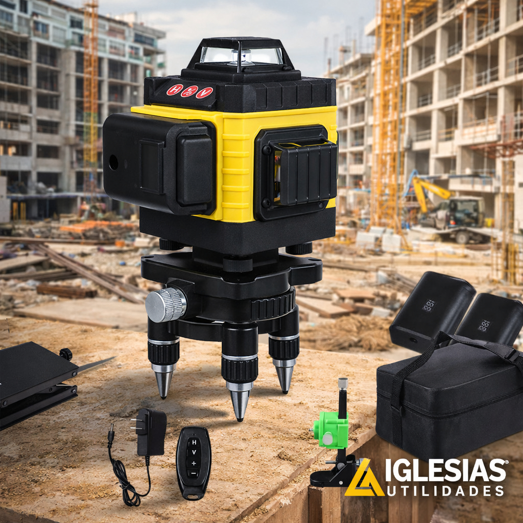 Nível Laser Recarregável 16 Linhas Verde Profissional 3d Autonivelante Com Controle 360 4d