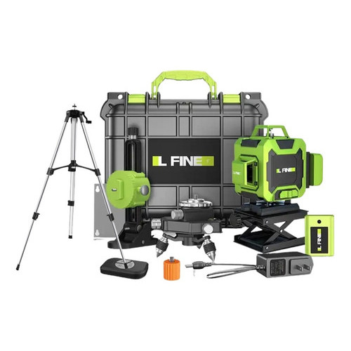 Nível Laser Verde 16 Linhas 4D360 2 Baterias Controle Tripé de alumínio 1,5 M Esquadro Prumo
