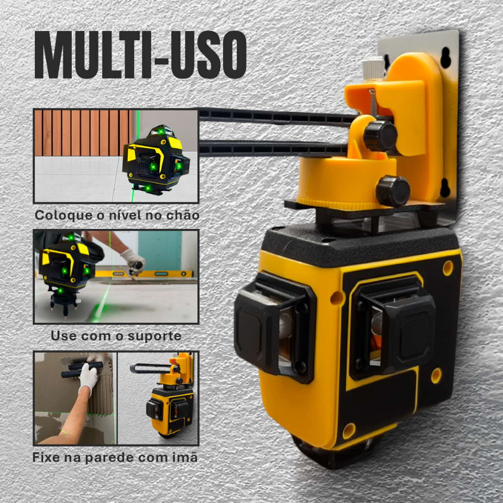 Nível Laser Automático Profissional 16 Linhas 4d Profissional 2 Baterias Controle